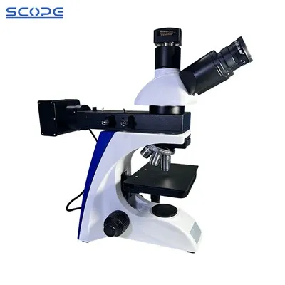 디지털 카메라가 장착된 금속 현미경